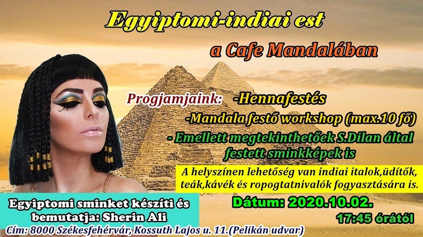 Smink, rajzok, színezők - egyiptomi-indiai est lesz a Cafe Mandalában pénteken